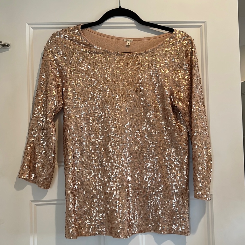 Gold sparkly J. Crew 3/4 length sleeve shirt